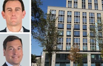CBRE's Doug Middleton (top) and Ariel Aber, and 409 Eastern Parkway, Brooklyn.