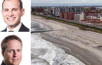 Greystone's Eric Rosenstock (top) and Jeff Englund, and an aerial view of Long Beach, N.Y.