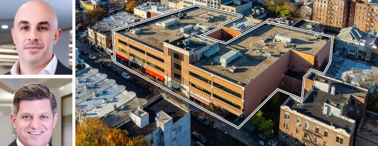 JLL's Ethan Stanton (top), Mike Mazzara (center) and Scott Aiese, and Kingswood Center in Brooklyn.