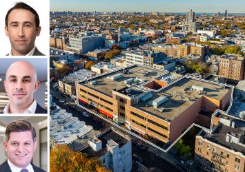 JLL's Ethan Stanton (top), Mike Mazzara (center) and Scott Aiese, and Kingswood Center in Brooklyn.
