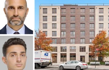 Momentum Realty Group's Gabriel Betesh (top) and Solomon Betesh, and a rendering 1 Putnam Avenue, Brooklyn.