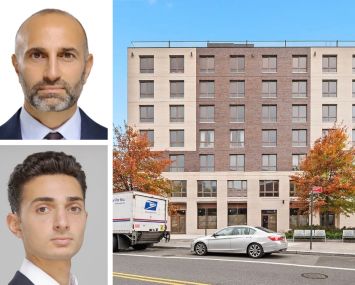 Momentum Realty Group's Gabriel Betesh (top) and Solomon Betesh, and a rendering 1 Putnam Avenue, Brooklyn.