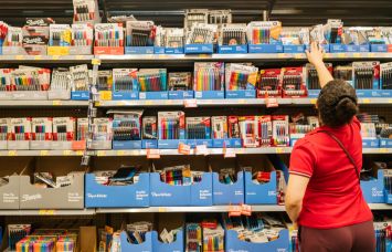 A customer shops at a Walmart in Houston, Texas.