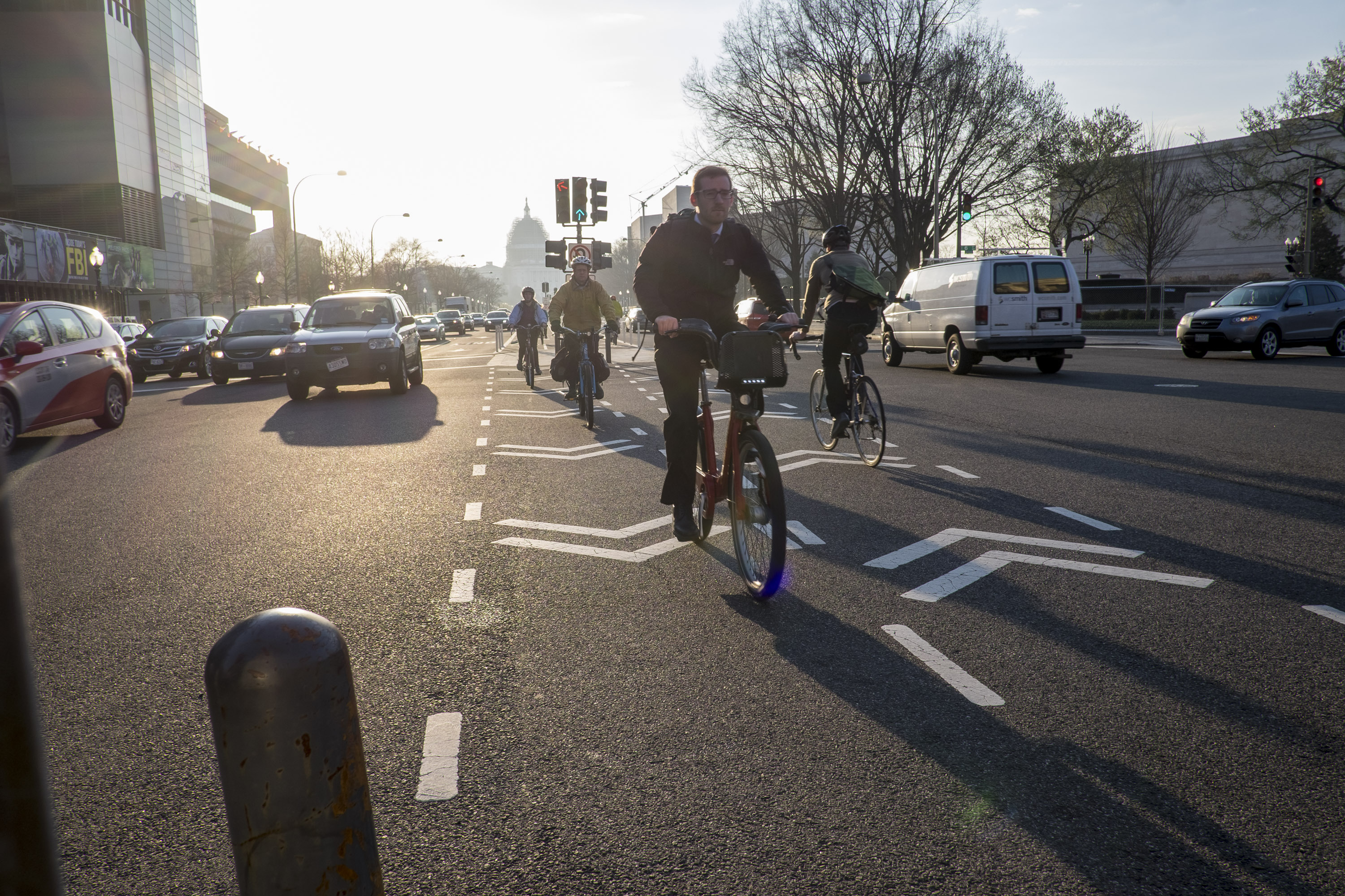 Workers during morning commute in Washington, D.C.
