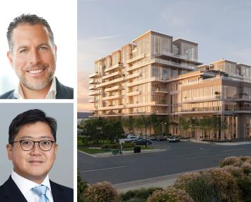 Madison Realty Capital's Josh Zegen (top), Cottonwood Group CEO Alexander Shing, and a rendering of LIDO Asbury Park.