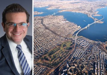 Schuckman Realty President Kenneth Schuckman and an aerial view of Whitestone, Queens.