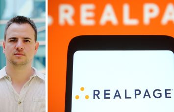 Cherre's L.D. Salmanson and the RealPage logo displayed on a mobile phone.
