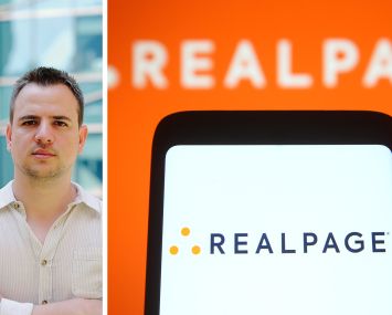 Cherre's L.D. Salmanson and the RealPage logo displayed on a mobile phone.