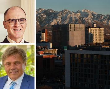 Nomura's Larry Kravetz (top), Keller Investment Properties' Scott Keller, and an aerial view of Salt Lake City, Utah.
