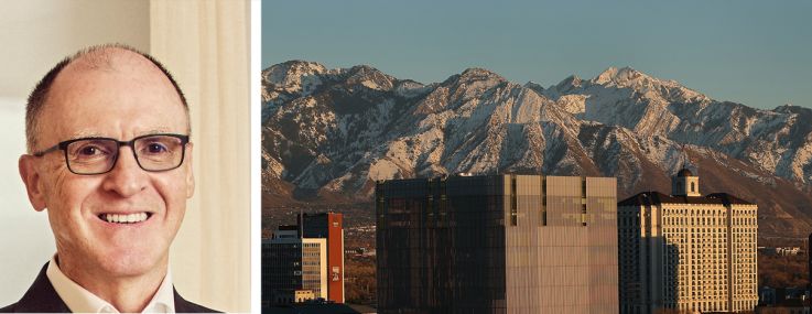 Nomura's Larry Kravetz (top), Keller Investment Properties' Scott Keller, and an aerial view of Salt Lake City, Utah.