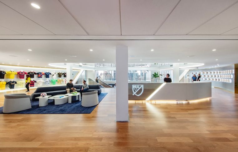 The newly opened Major League Soccer headquarters at Vornado Realty Trust’s 2 Penn Plaza.