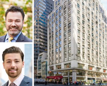 GFP Real Estate's Martin McGrath (top) and Kephra Stone, and 515 Madison Avenue.