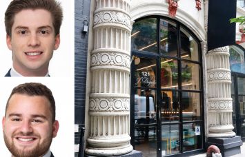 Meridian Capital Group's Max Freudenberger (top) and Michael Escava, and 121 West 27th Street.