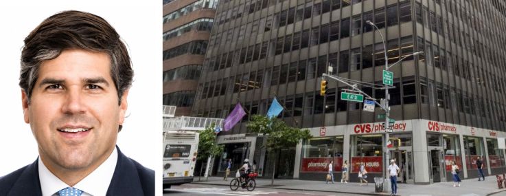 JLL's Mitch Konsker (top) and Clark Finney, and 757 Third Avenue.