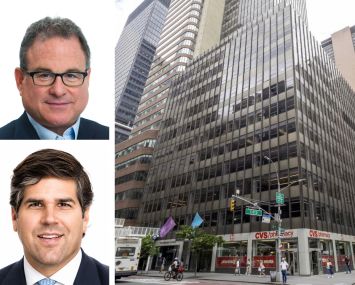 JLL's Mitch Konsker (top) and Clark Finney, and 757 Third Avenue.