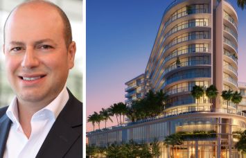Arrow Real Estate Advisors' Morris Betesh and a rendering of 7200 Collins Avenue, Miami Beach, Fla.