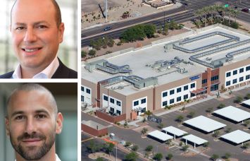Arrow Real Estate Advisors's Morris Betesh (top) and Eliott Zeitoune, and 1715 West Elliot Road in Gilbert, Ariz.
