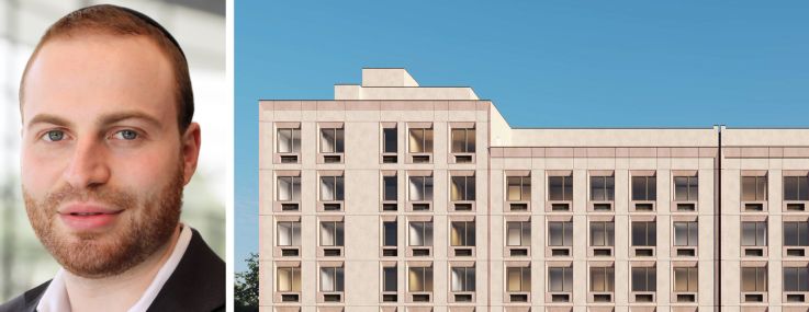 Arrow Real Estate Advisors' Israel Mermelstein and a rendering of 937-951 East 108th Street, Brooklyn.