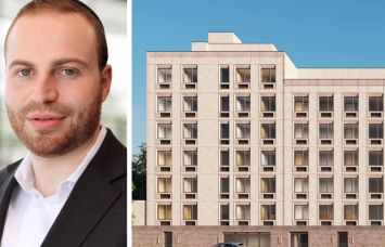 Arrow Real Estate Advisors' Israel Mermelstein and a rendering of 937-951 East 108th Street, Brooklyn.