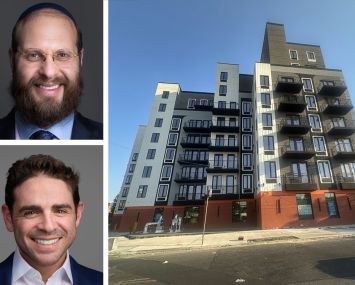Meridian Capital Group's Naphtali Marrus (top) and Ben Nevid, and 406 Remsen Avenue, Brooklyn.