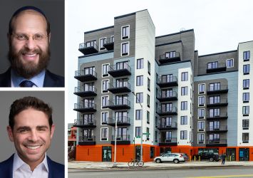 Meridian Capital Group's Naphtali Marrus (top) and Ben Nevid, and 406 Remsen Avenue, Brooklyn.