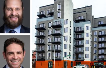 Meridian Capital Group's Naphtali Marrus (top) and Ben Nevid, and 406 Remsen Avenue, Brooklyn.