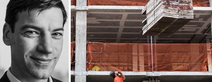 Latent Urban Ventures' Nate Bliss and a construction site in Brooklyn.