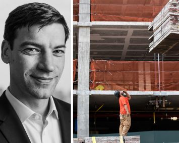 Latent Urban Ventures' Nate Bliss and a construction site in Brooklyn.