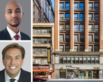 Lee & Associates NYC's Noah Caspi (top) and Todd Korren, and 149 West 36th Street.