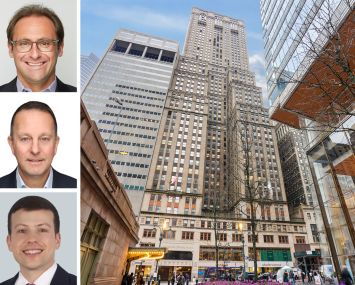 Empire State Realty Trust's Ryan Kass (top), Newmark's Scott Klau (center), CBRE's Evan Fiddle, and One Grand Central Place.