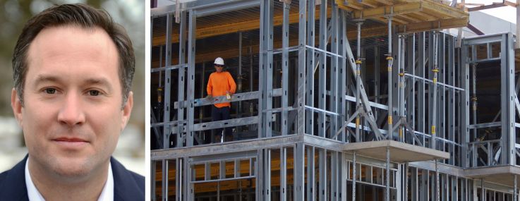 Systima Capital Management's Ryan Paszczykowski and an apartment building under construction in Texas.