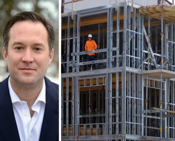 Systima Capital Management's Ryan Paszczykowski and an apartment building under construction in Texas.