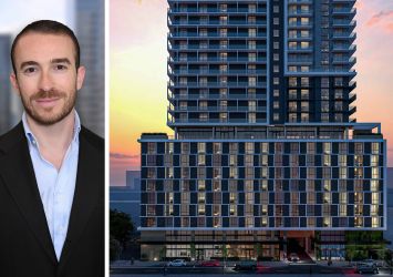 Steven Jemal of S3 Capital and a rendering of Sense 22 in Miami's Edgewater neighborhood.