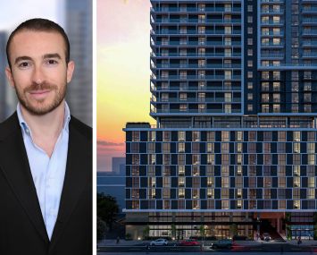 Steven Jemal of S3 Capital and a rendering of Sense 22 in Miami's Edgewater neighborhood.