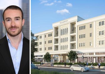 S3 Capital's Steven Jemal and a rendering of The Albritton in Friendswood, Texas.