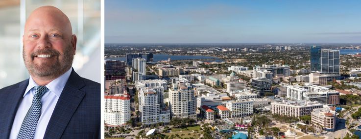 Suffolk Construction's Tom Thrasher and downtown West Palm Beach, Fla.