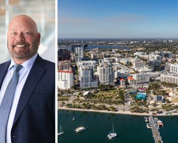 Suffolk Construction's Tom Thrasher and downtown West Palm Beach, Fla.