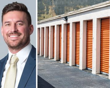 Affinius Capital's Tyler Figley and a row of self-storage units.