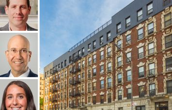 Ariel Property Advisors' Victor Sozio (top), Shimon Shkury (center) and Remi Mandell, and Manhattan Valley Apartments, 200 Manhattan Avenue.