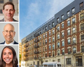Ariel Property Advisors' Victor Sozio (top), Shimon Shkury (center) and Remi Mandell, and Manhattan Valley Apartments, 200 Manhattan Avenue.