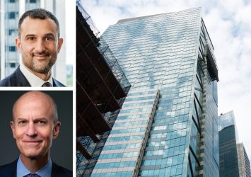 Eastdil Secured's Will Silverman (top), BXP's Owen Thomas, and 7 Times Square.