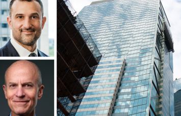 Eastdil Secured's Will Silverman (top), BXP's Owen Thomas, and 7 Times Square.