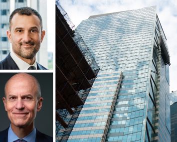 Eastdil Secured's Will Silverman (top), BXP's Owen Thomas, and 7 Times Square.