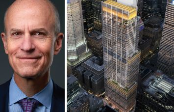 CEO Owen Thomas and a rendering of 343 Madison Avenue.