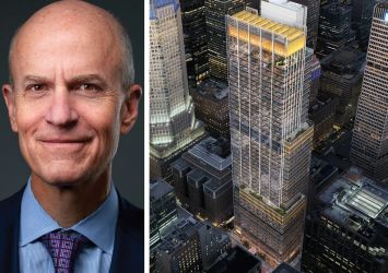 CEO Owen Thomas and a rendering of 343 Madison Avenue.