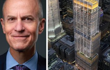 CEO Owen Thomas and a rendering of 343 Madison Avenue.