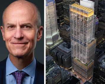 CEO Owen Thomas and a rendering of 343 Madison Avenue.