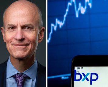 CEO Owen Thomas and a mobile phone displaying the BXP logo.