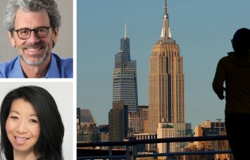 Empire State Realty Trust's Anthony Malkin (top) and Christina Chiu, and the Empire State Building.