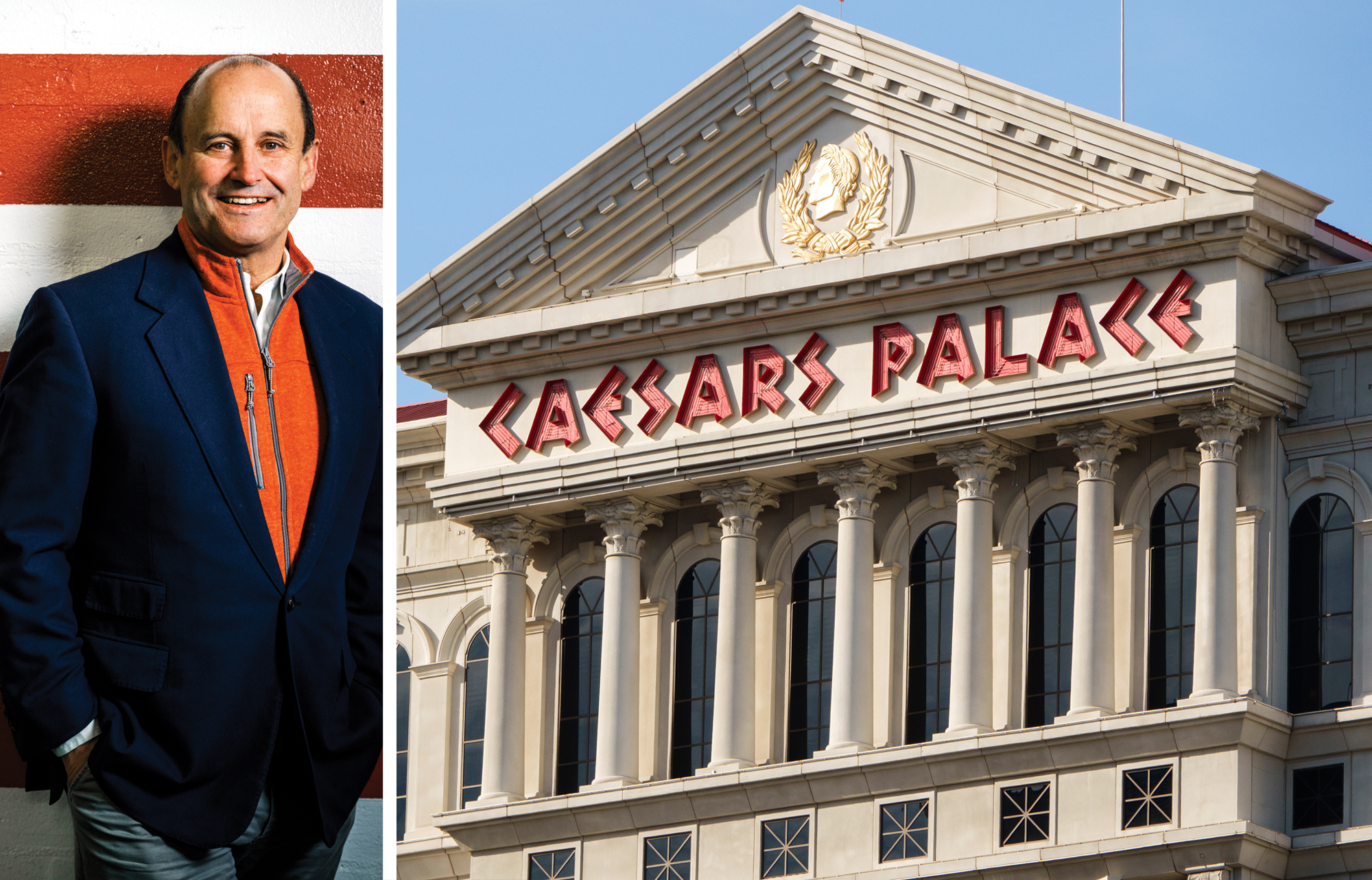 Vici Properties CEO Ed Pitoniak and Caesars Palace in Las Vegas.